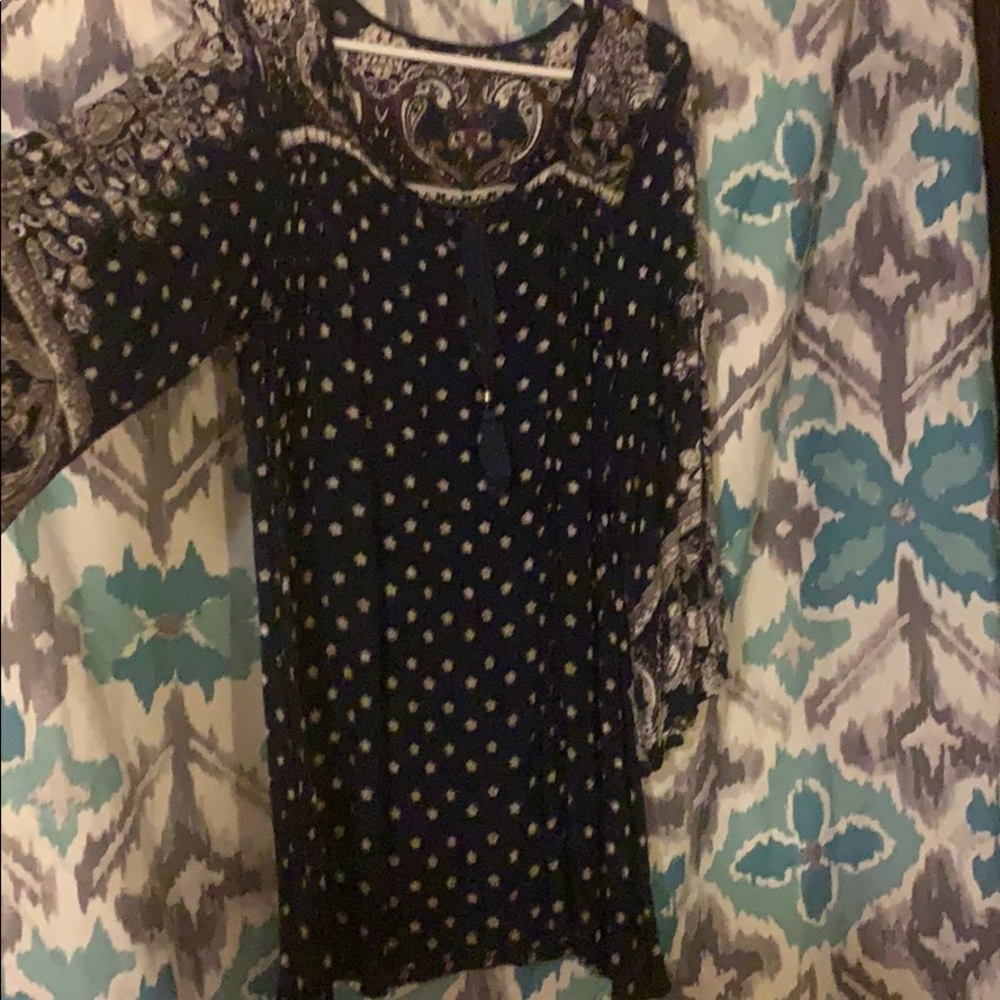 Navy bell sleeve dress